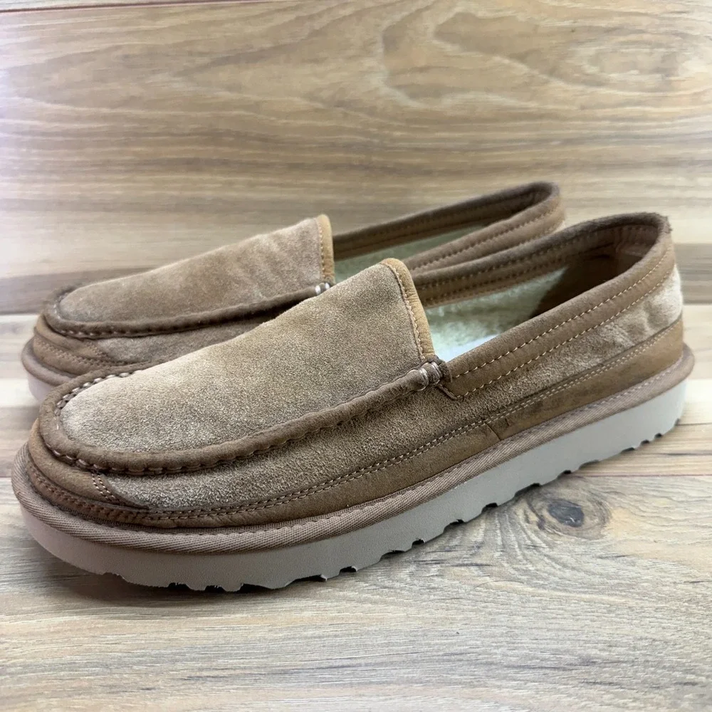 UGG Dex Slippers Moc Toe Loafers Mens 12 Chestnut Suede Casual Everyday Modern